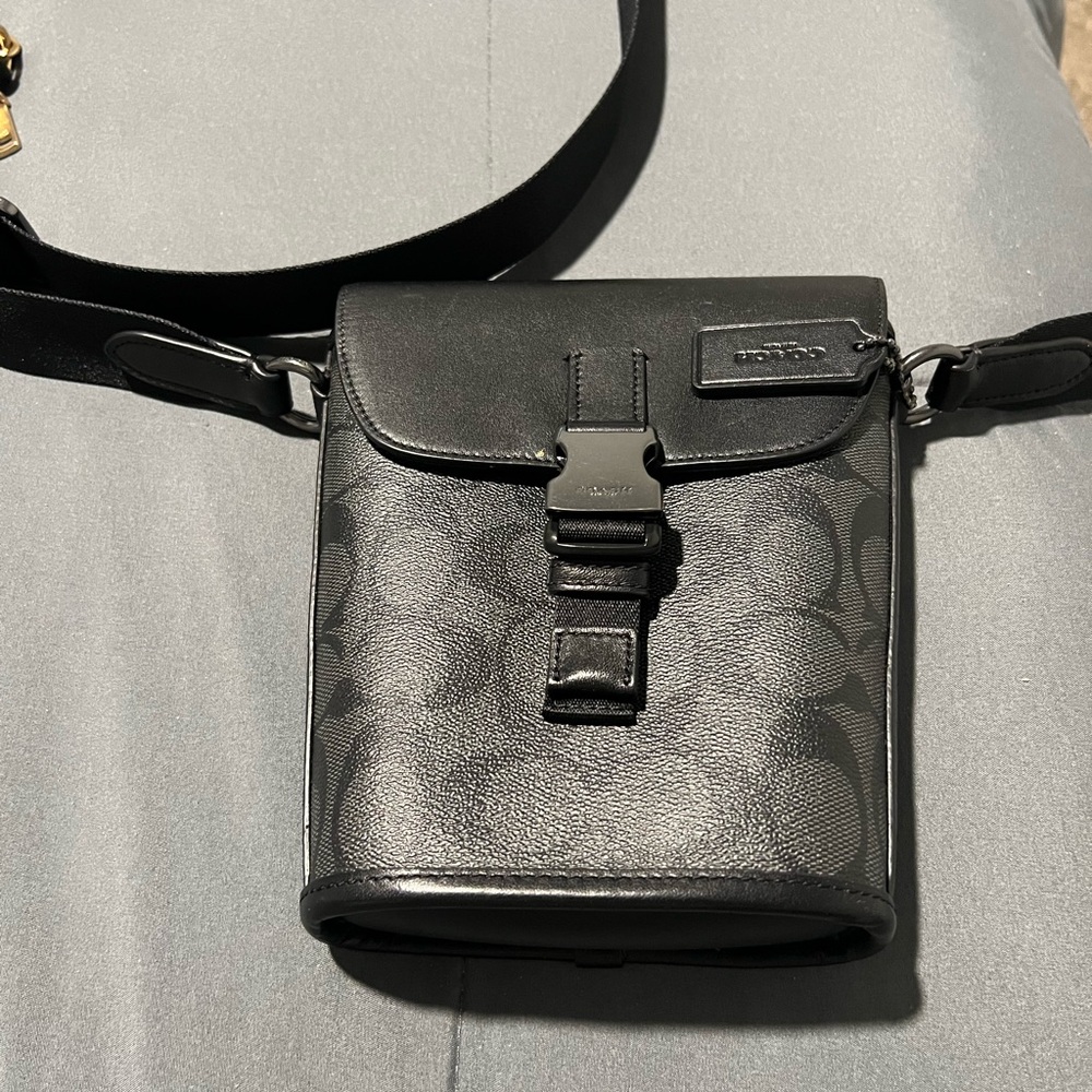 Coach Track small flap crossbody in signature canvas